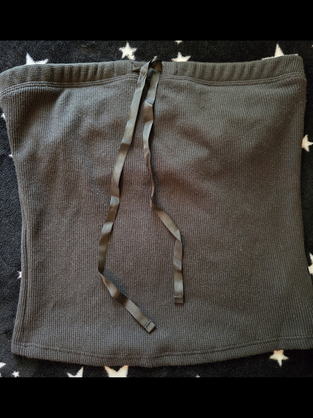 Hollister Black Ribbed Knit Crop Tube with Waist Tie
